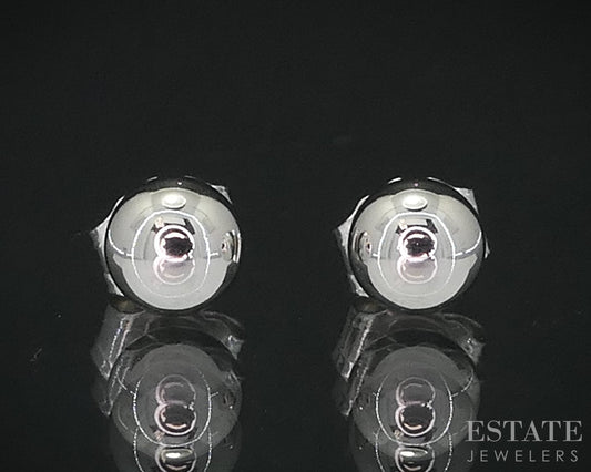 14k White Gold 4mm Smooth Ball Stud Ladies Earrings 0.2g i18765