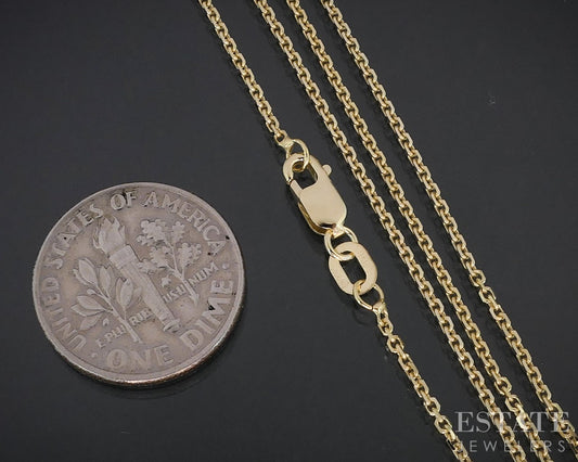 14k Yellow Gold 1.2mm Cable Chain Link Ladies Necklace 2.6g 20"L i18755