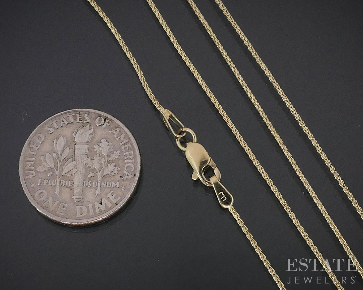 14k Yellow Gold 0.8mm Wheat Chain Link Ladies Necklace 2.1g 20"L i18863