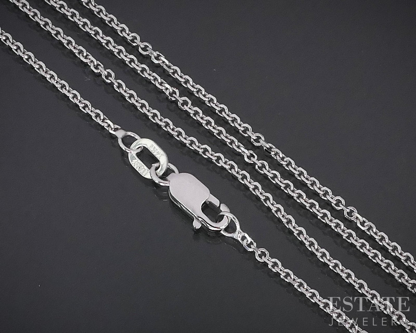 14k White Gold 1.2mm Cable Chain Link Ladies Necklace 2.2g 16"L i18796