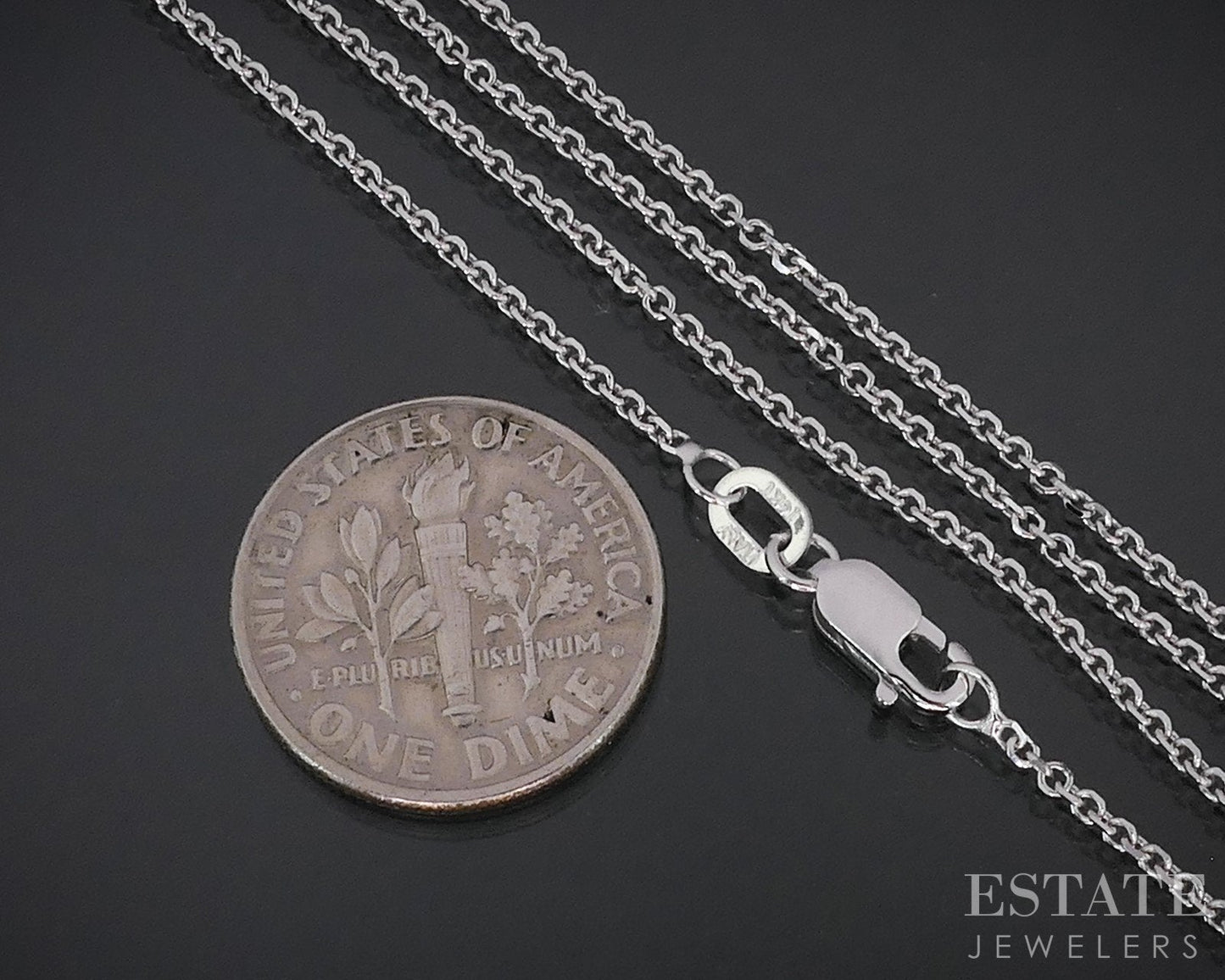 14k White Gold 1.2mm Cable Chain Link Ladies Necklace 2.2g 16"L i18796