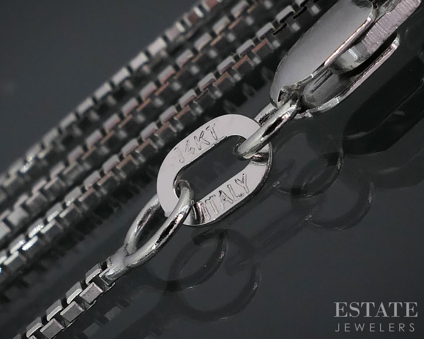 14k White Gold 1mm Octagon Box Chain Link Ladies Necklace 2.5g 16"L p78641