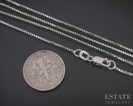 14k White Gold 1mm Octagon Box Chain Link Ladies Necklace 3.1g 20"L i18868