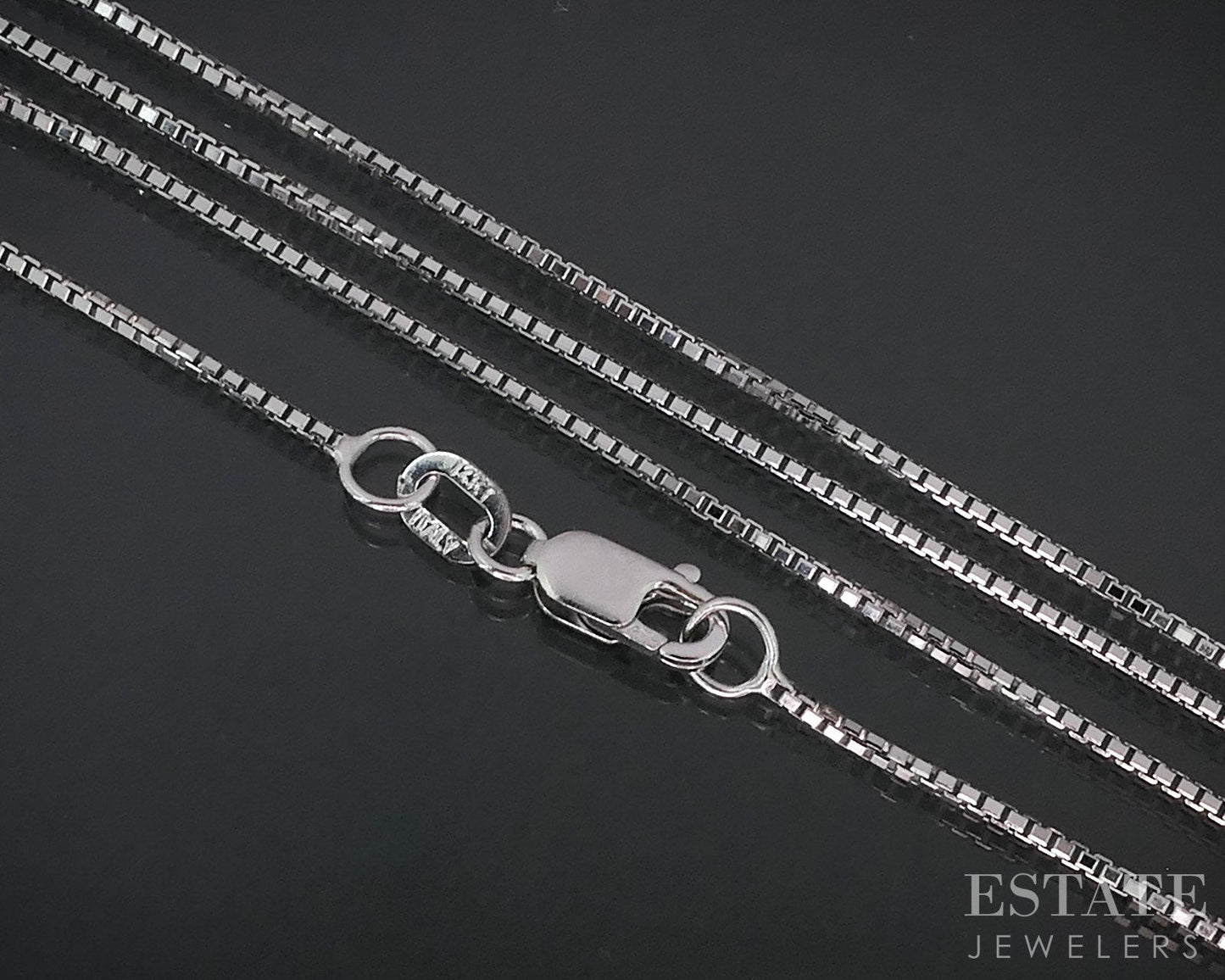14k White Gold 1mm Octagon Box Chain Link Ladies Necklace 2.8g 18"L i18788