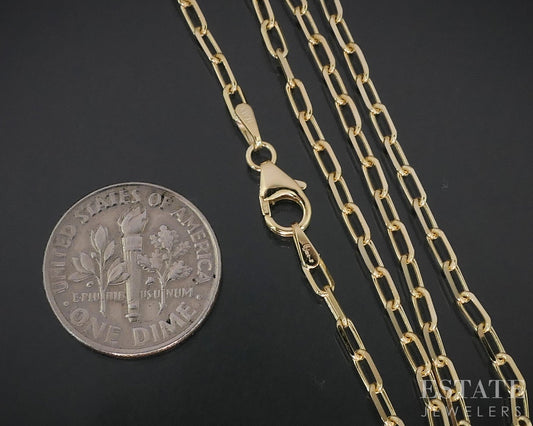 14k Yellow Gold 2.2mm Paperclip Chain Link Ladies Necklace 4.1g 18"L i18772