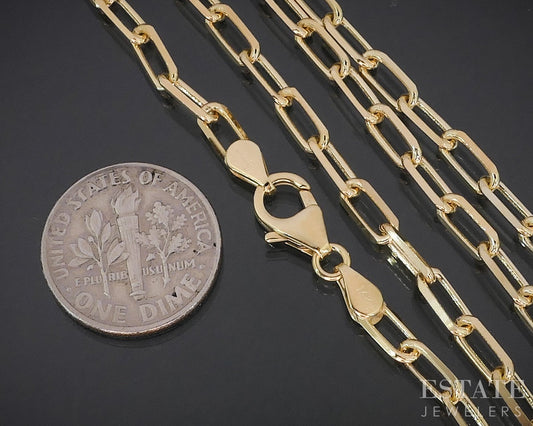 14k Yellow Gold 3.5mm Paperclip Chain Link Ladies Necklace 10.4g 18"L i18756