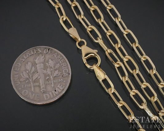 14k Yellow Gold 3mm Paperclip Chain Link Ladies Necklace 7.7g 20"L i18781