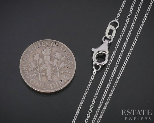 14k White Gold 1mm Cable Chain Link Ladies Necklace 1.9g 18"L i18946