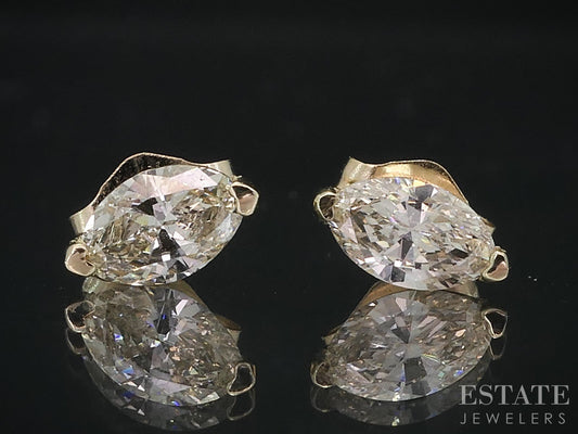 14k Yellow Gold Marquise Natural .58ctw Diamond Stud Earrings i18982