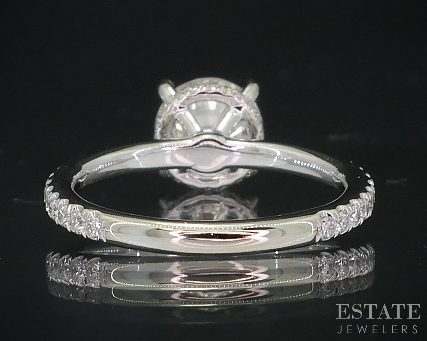 14k White Gold Round Natural 1.16ct Diamond Halo Engagement Ring 2.1g i18981