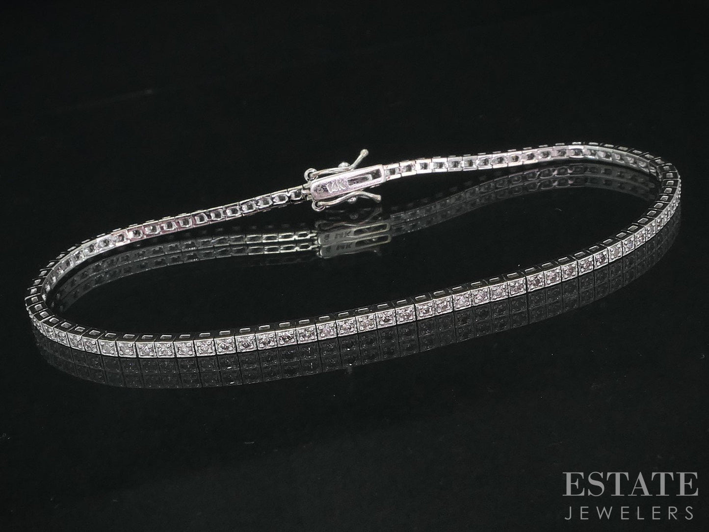 14k White Gold Round Natural .66ctw Diamond Tennis Bracelet 6.2g 7.25"L i18988