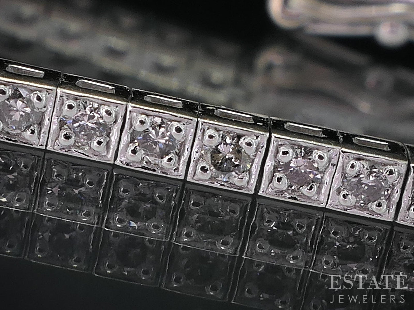 14k White Gold Round Natural .66ctw Diamond Tennis Bracelet 6.2g 7.25"L i18988