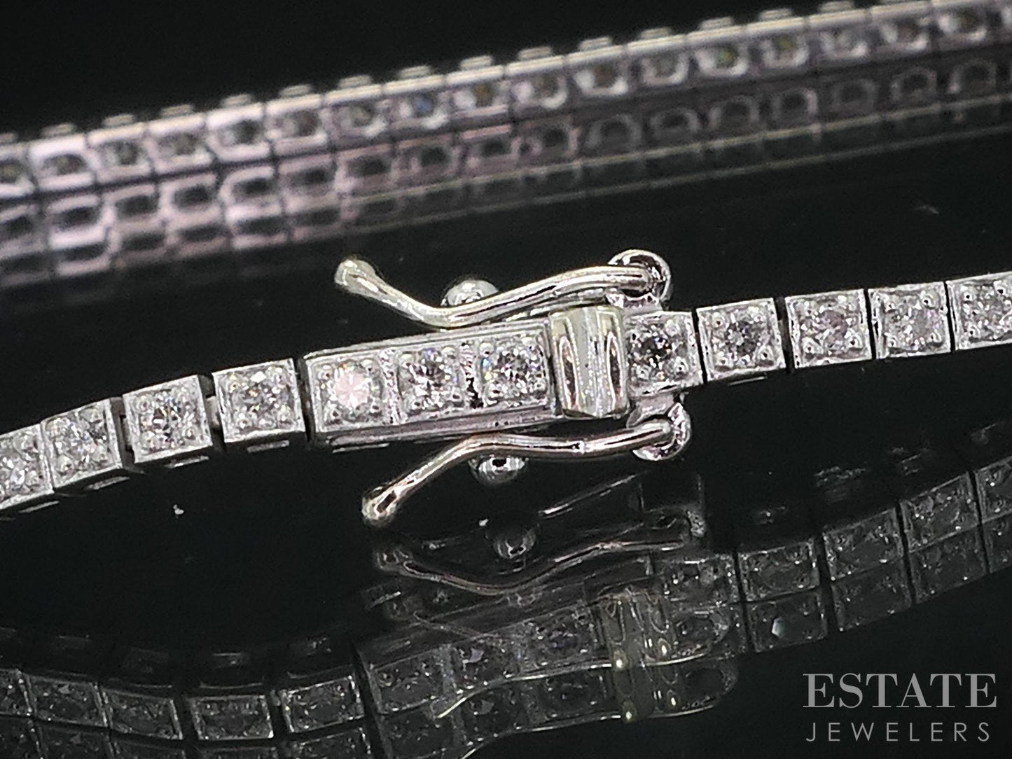 14k White Gold Round Natural .66ctw Diamond Tennis Bracelet 6.2g 7.25"L i18988