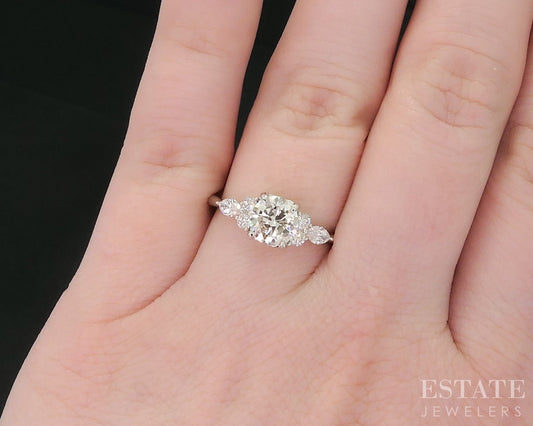 18k White Gold Round Natural 1.40ctw Diamond Engagement Ring 3.1g i18984