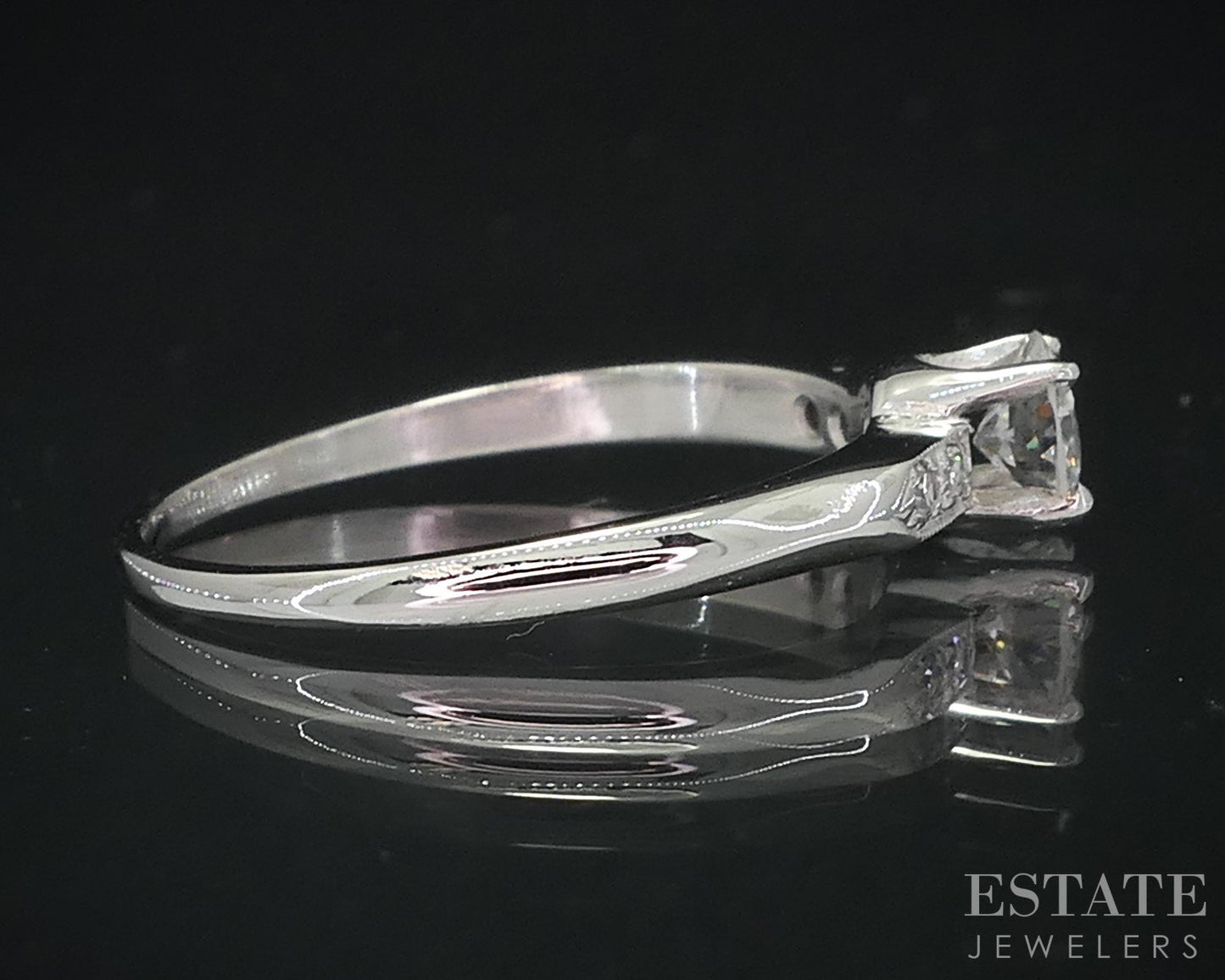 Antique 14k White Gold European Natural .30ctw Diamond Engagement Ring i18994