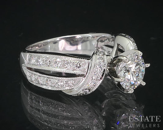 14k White Gold GIA Round Natural 1.56ctw Diamond Engagement Ring 6g i18998