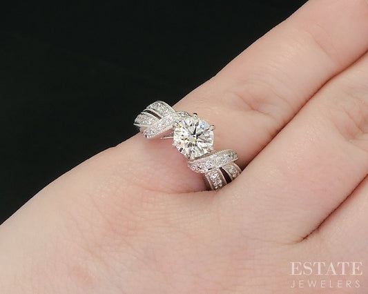 14k White Gold GIA Round Natural 1.56ctw Diamond Engagement Ring 6g i18998