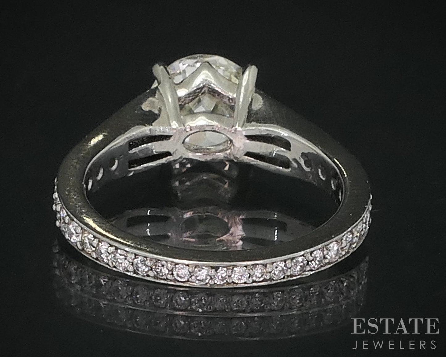 Antique 19k White Gold OEC 1.37ct Diamond & Blue Sapphire Engagement Ring i18999