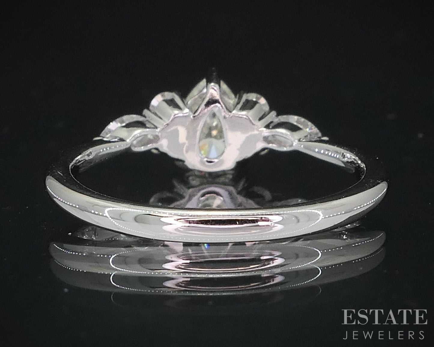 18k White Gold Pear Natural .81ctw Diamond Engagement Ring 2.3g i18993