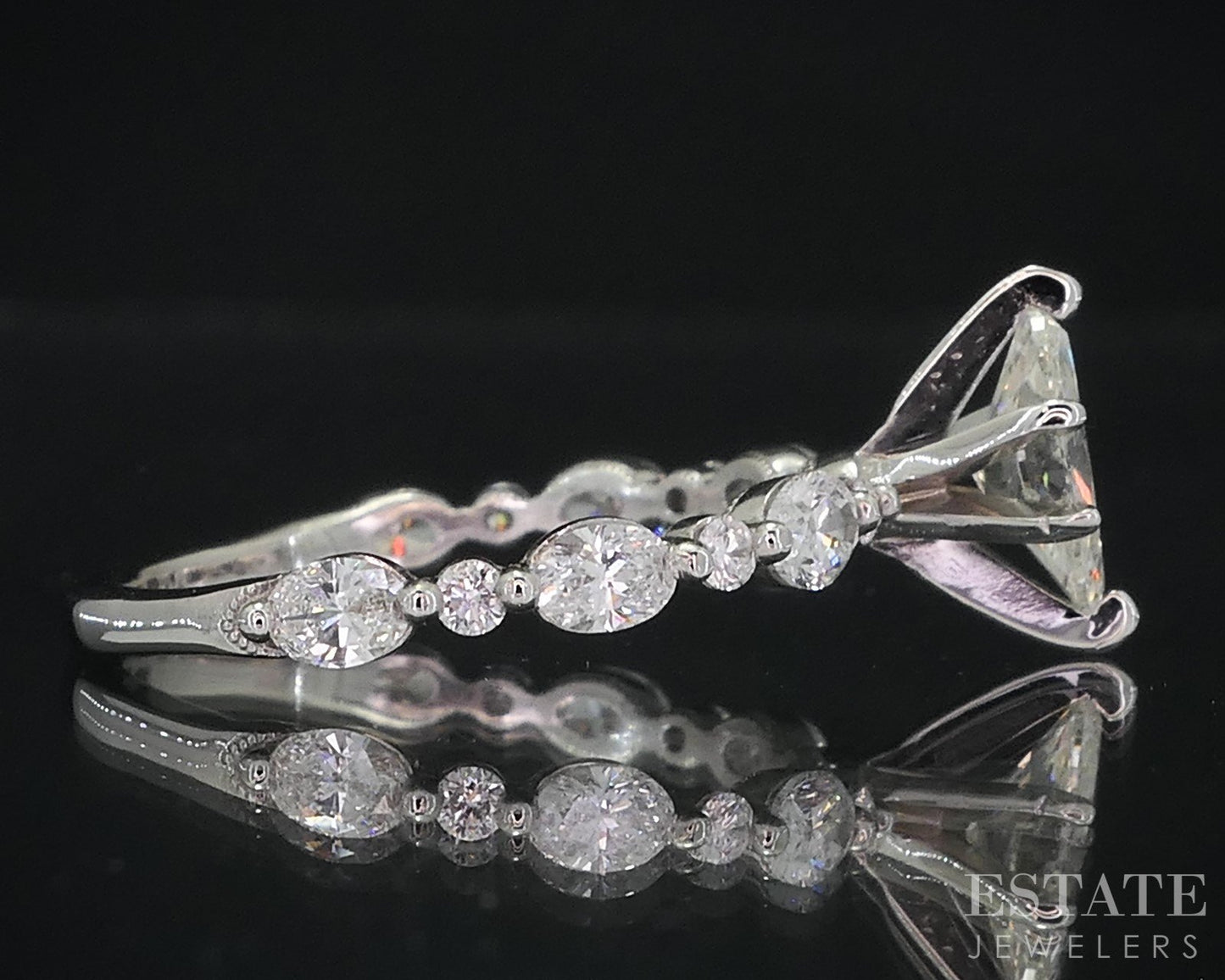14k White Gold Marquise Natural 1.71ctw Diamond Engagement Ring 2.8g i18992