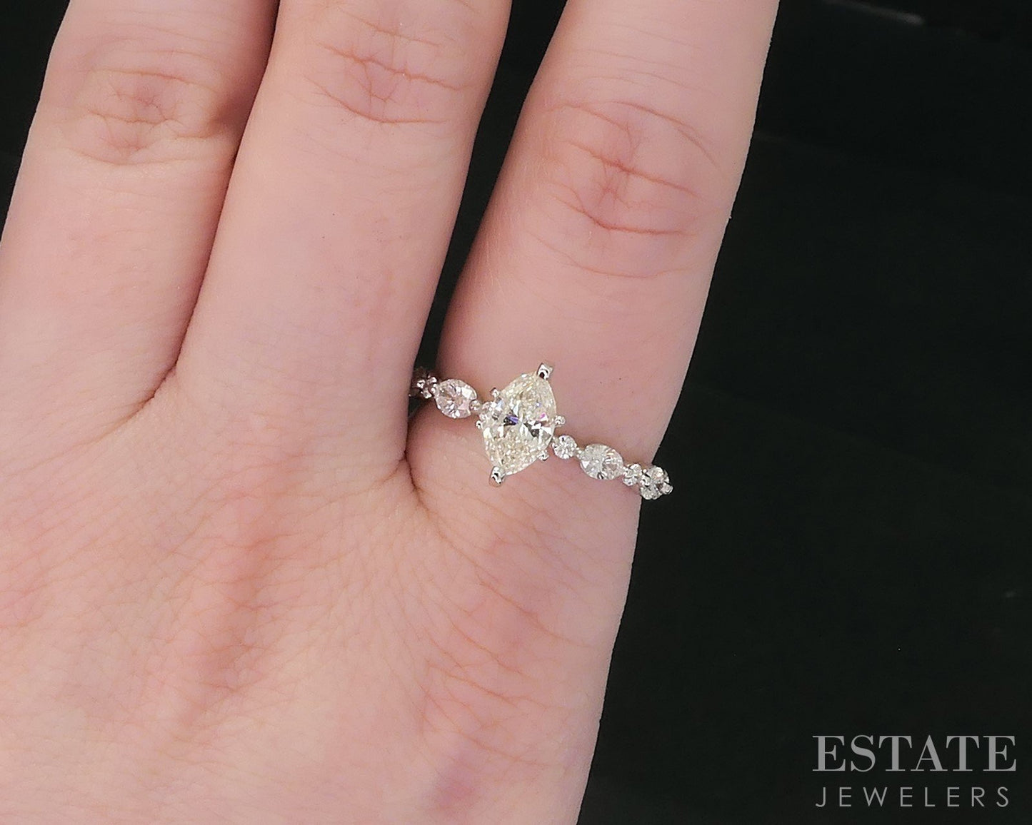 14k White Gold Marquise Natural 1.71ctw Diamond Engagement Ring 2.8g p80089