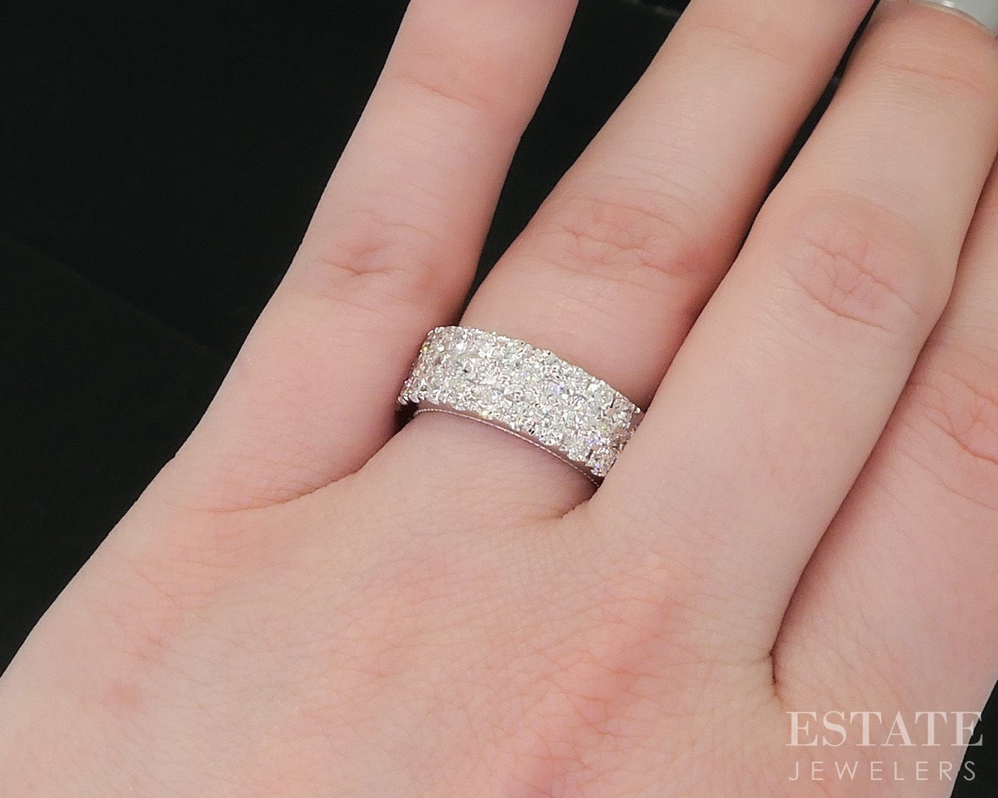 14k White Gold Lab Created 3.23ctw Diamond Ladies Wedding Band Ring 7.8g i18913
