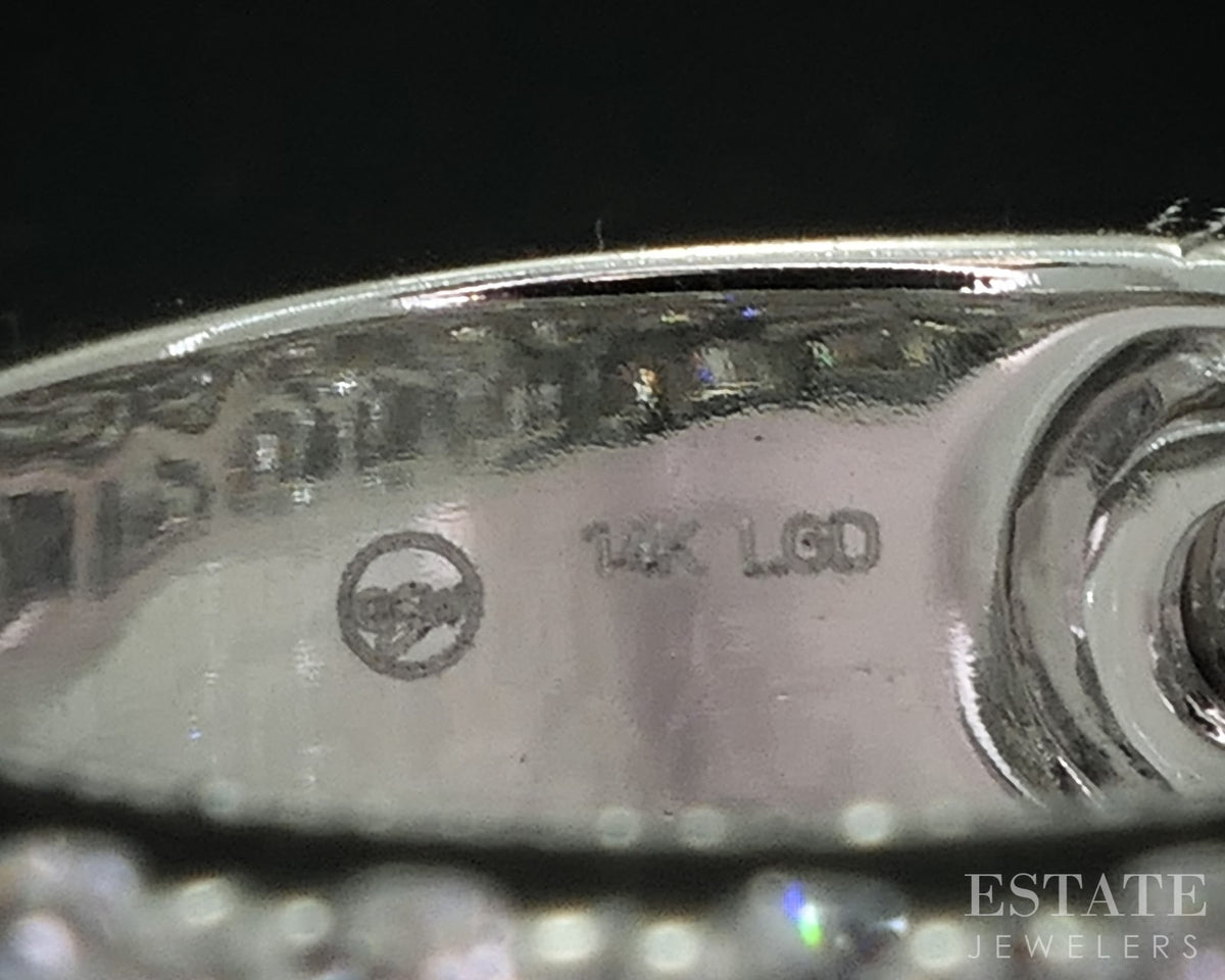 14k White Gold Lab Created 3.23ctw Diamond Ladies Wedding Band Ring 7.8g i18913