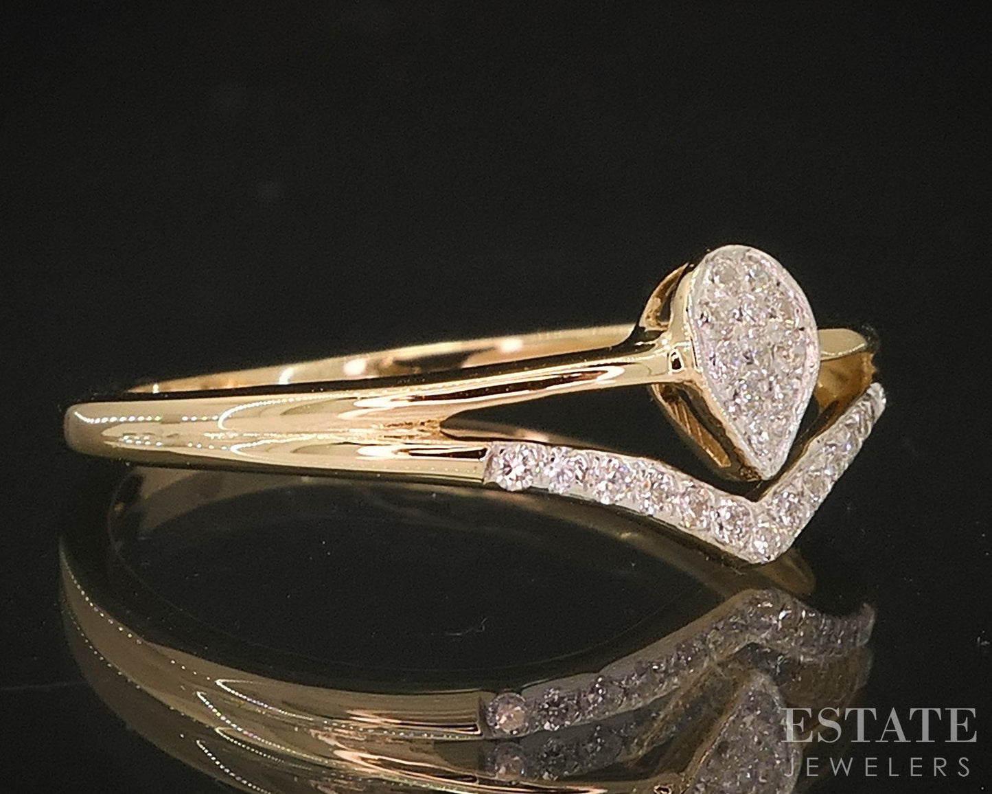 14k Yellow Gold Lab Created .10ctw Diamond Cluster Ladies Band Ring 1.3g i18900