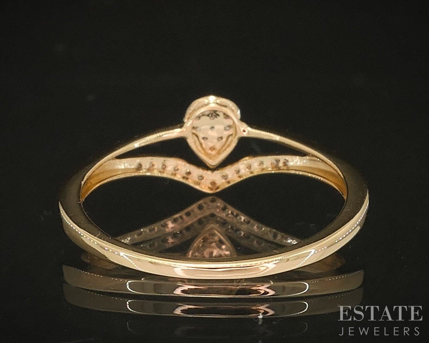 14k Yellow Gold Lab Created .10ctw Diamond Cluster Ladies Band Ring 1.3g i18900