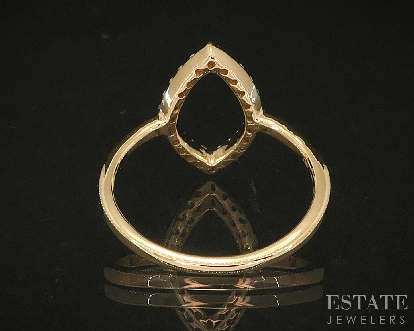 14k Yellow Gold Lab Created .26ctw Diamond Open Marquise Ladies Ring 2.1g i18894