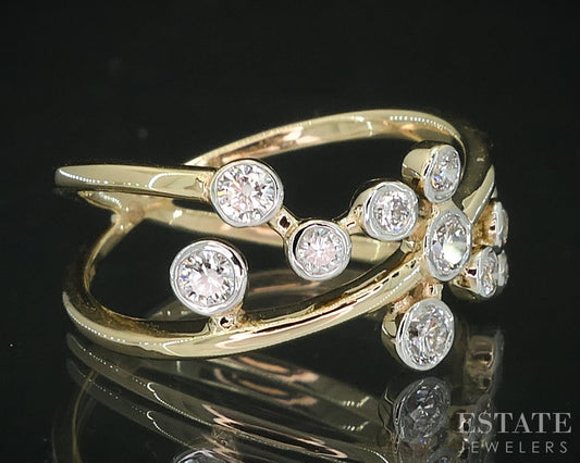 14k Yellow Gold Lab Created .49ctw Diamond Celestial Ladies Band Ring 2g i18914