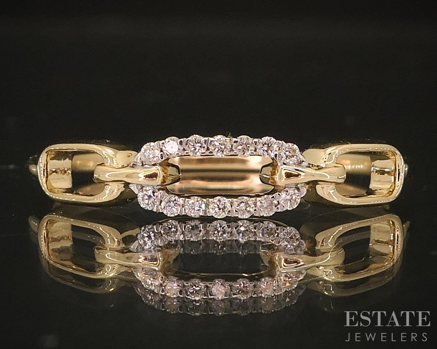 14k Yellow Gold Lab Created .06ctw Diamond Open Link Ladies Band Ring 1g i18916