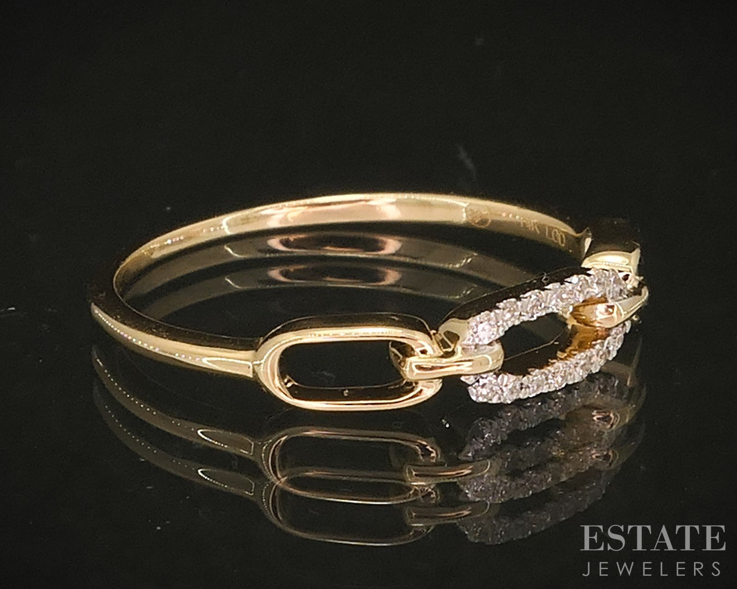 14k Yellow Gold Lab Created .06ctw Diamond Open Link Ladies Band Ring 1g i18916