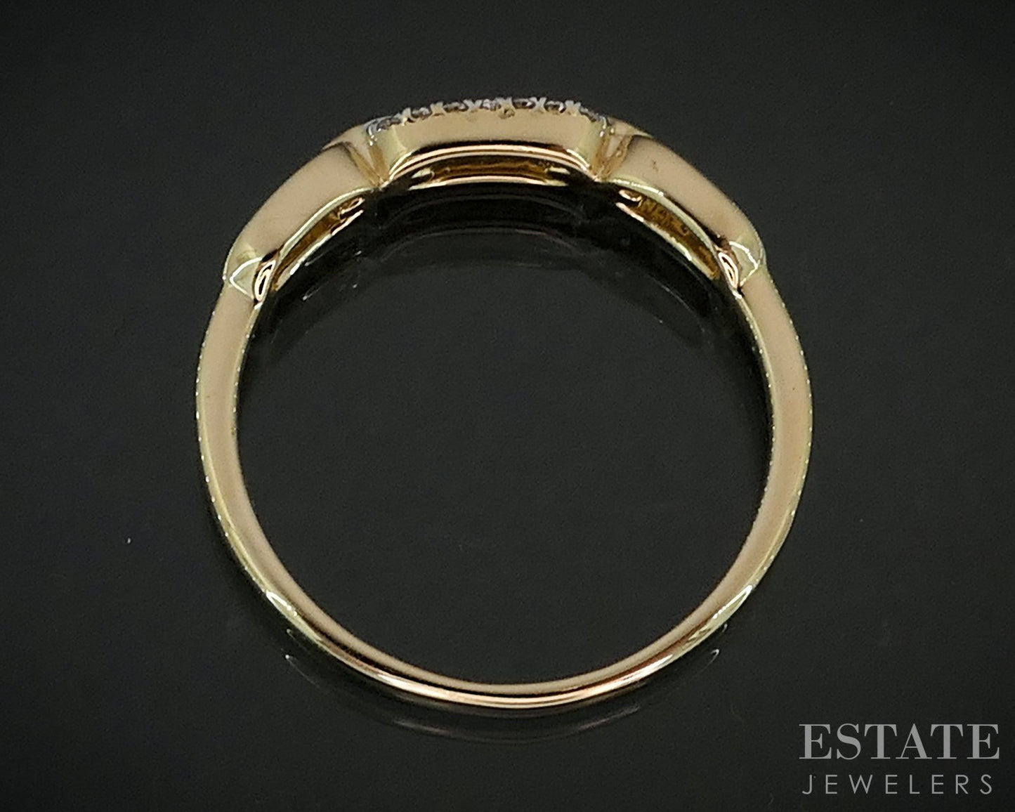 14k Yellow Gold Lab Created .06ctw Diamond Open Link Ladies Band Ring 1g i18916