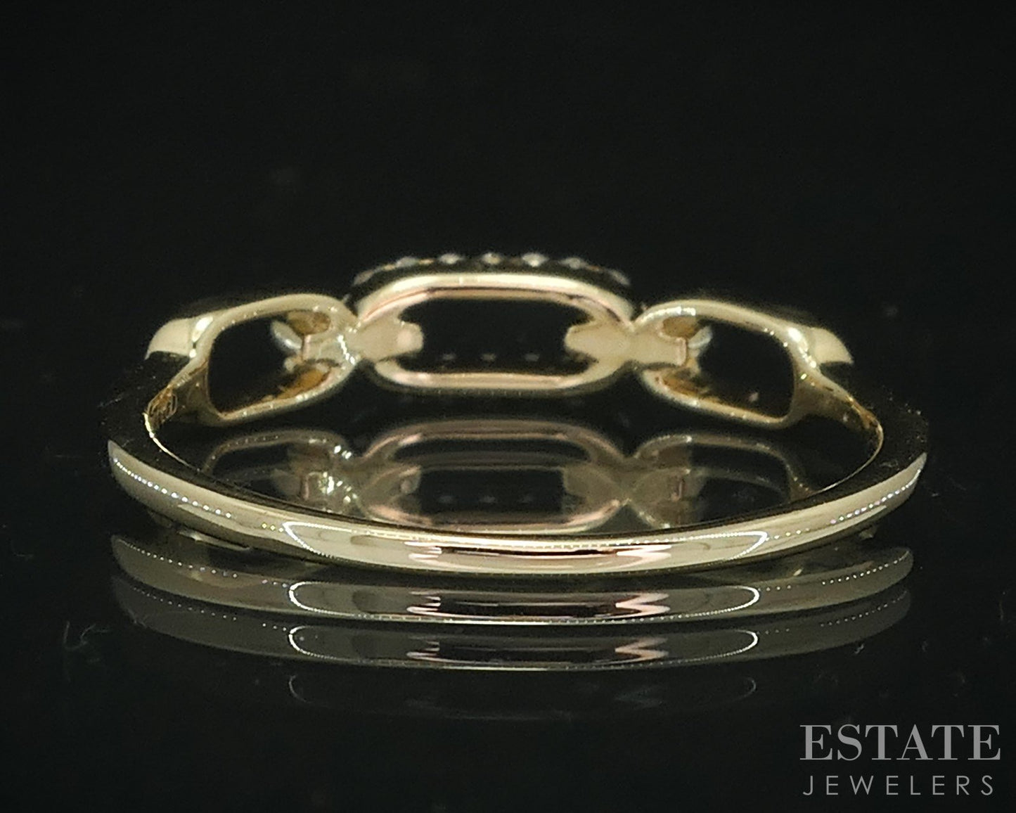 14k Yellow Gold Lab Created .06ctw Diamond Open Link Ladies Band Ring 1g i18916