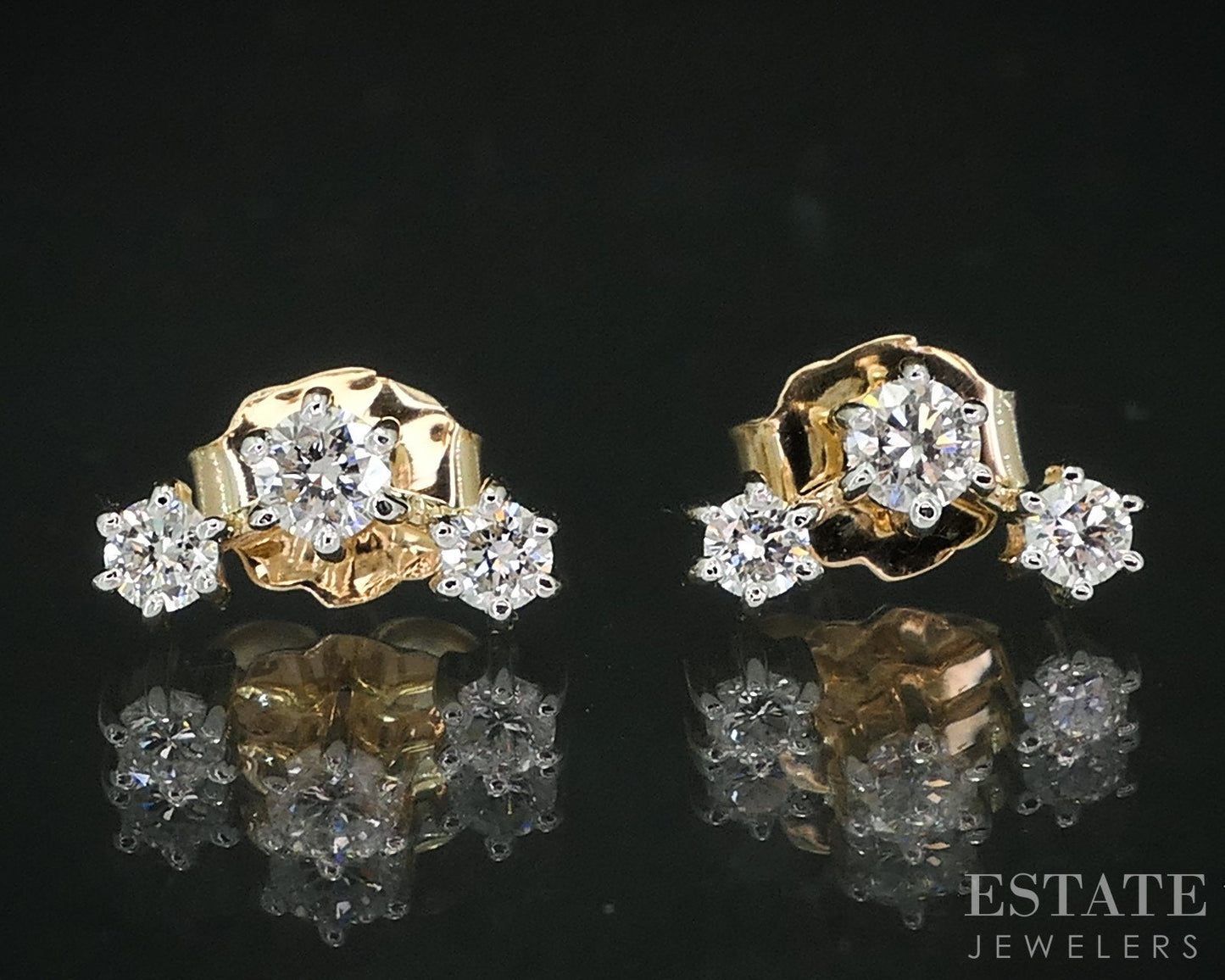 14k Yellow Gold Lab Created .25ctw Diamond Celestial Stud Earrings i18915