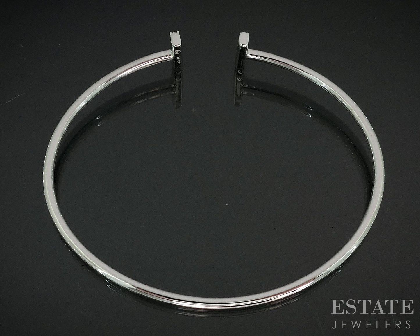 14k White Gold Lab Created .24ctw Diamond Flex T-Bar Cuff Bracelet 3.7g i18912