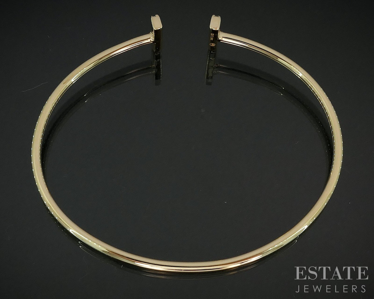 14k Yellow Gold Lab Created .23ctw Diamond Flex T-Bar Cuff Bracelet 4.3g i18911