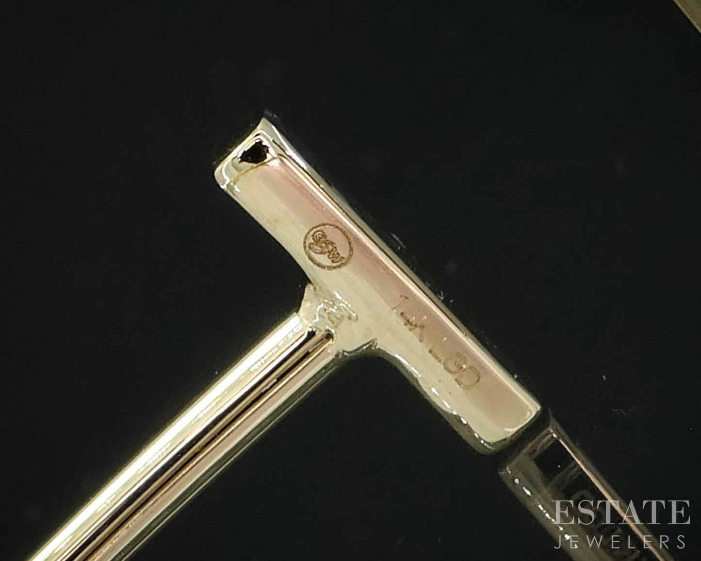 14k Yellow Gold Lab Created .23ctw Diamond Flex T-Bar Cuff Bracelet 4.3g i18911