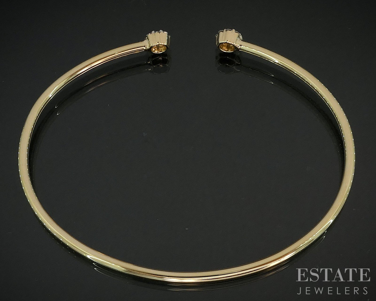14k Yellow Gold Lab Created .26ctw Diamond Flex Flower Cuff Bracelet 3.6g i18910