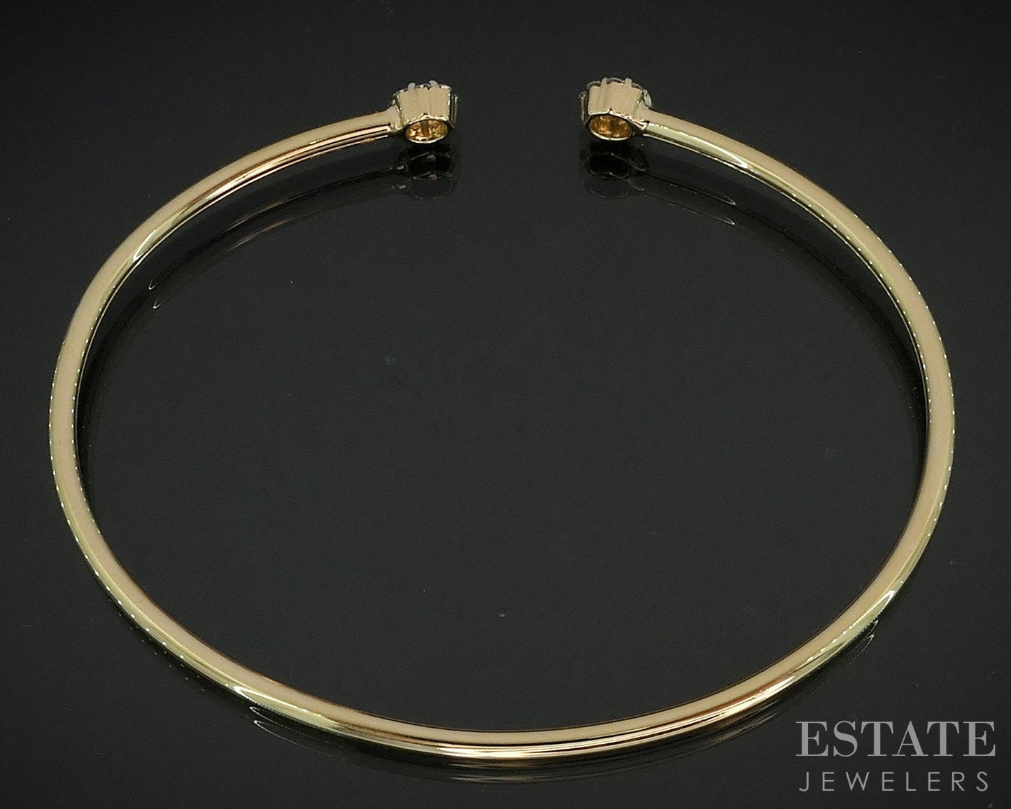 14k Yellow Gold Lab Created .26ctw Diamond Flex Flower Cuff Bracelet 3.6g i18910