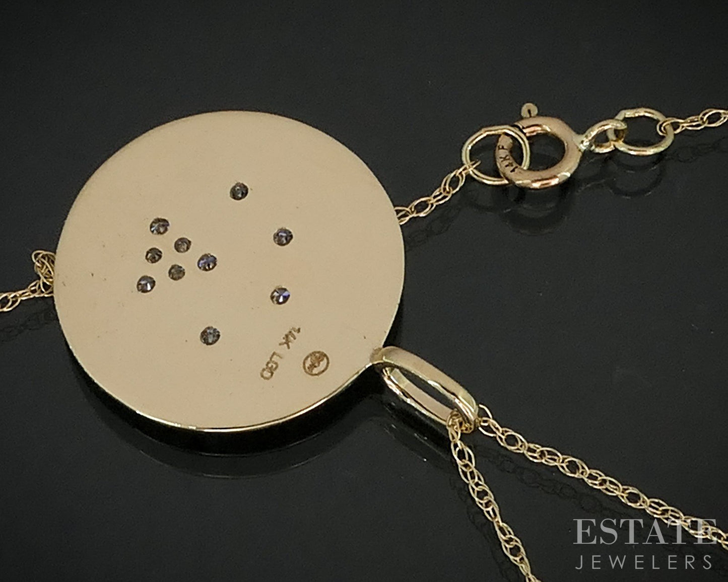 14k Yellow Gold Lab Created Diamond Paw Print Ladies Necklace 1.3g 18"L i18897