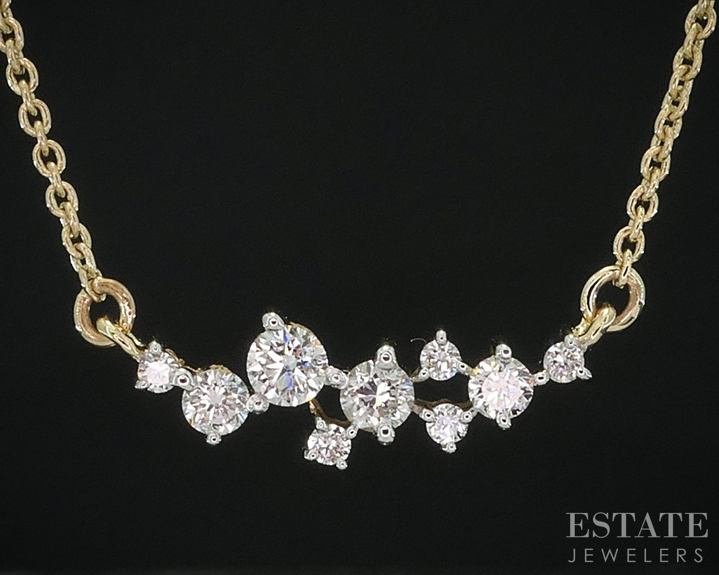 14k Yellow Gold Lab Created Diamond Celestial Ladies Necklace 2.7g 18"L i18908
