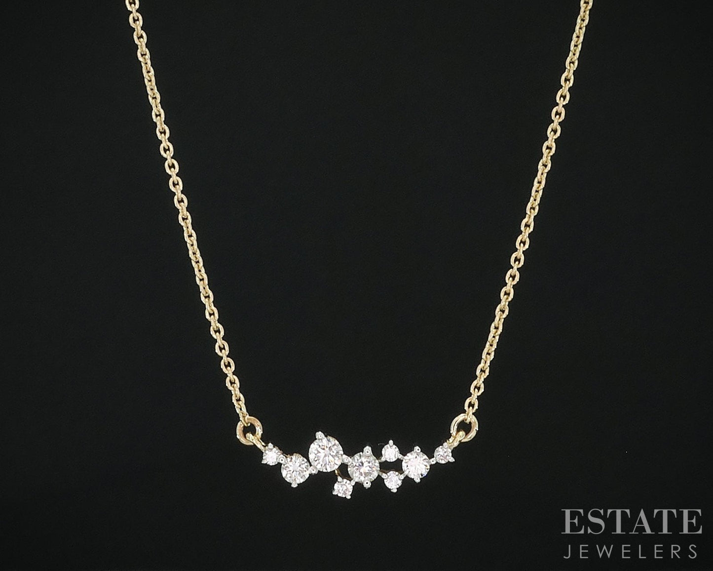 14k Yellow Gold Lab Created Diamond Celestial Ladies Necklace 2.7g 18"L i18908