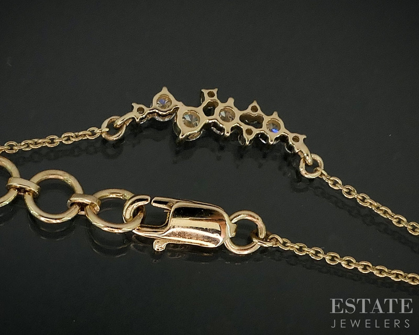 14k Yellow Gold Lab Created Diamond Celestial Ladies Necklace 2.7g 18"L i18908