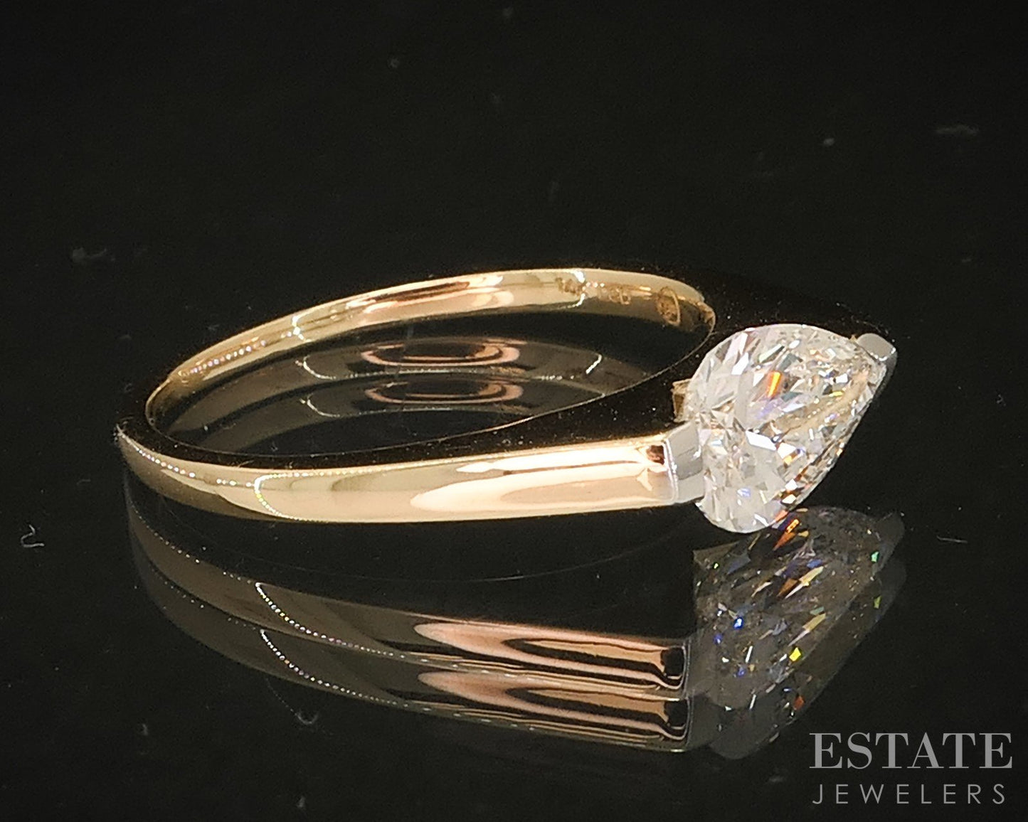 14k Yellow Gold IGI Lab Created 1.01ct Diamond Solitaire Engagement Ring i18922