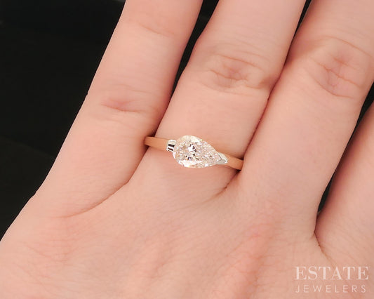 10k Yellow Gold IGI Lab Created 1.01ct Diamond Solitaire Engagement Ring i18922