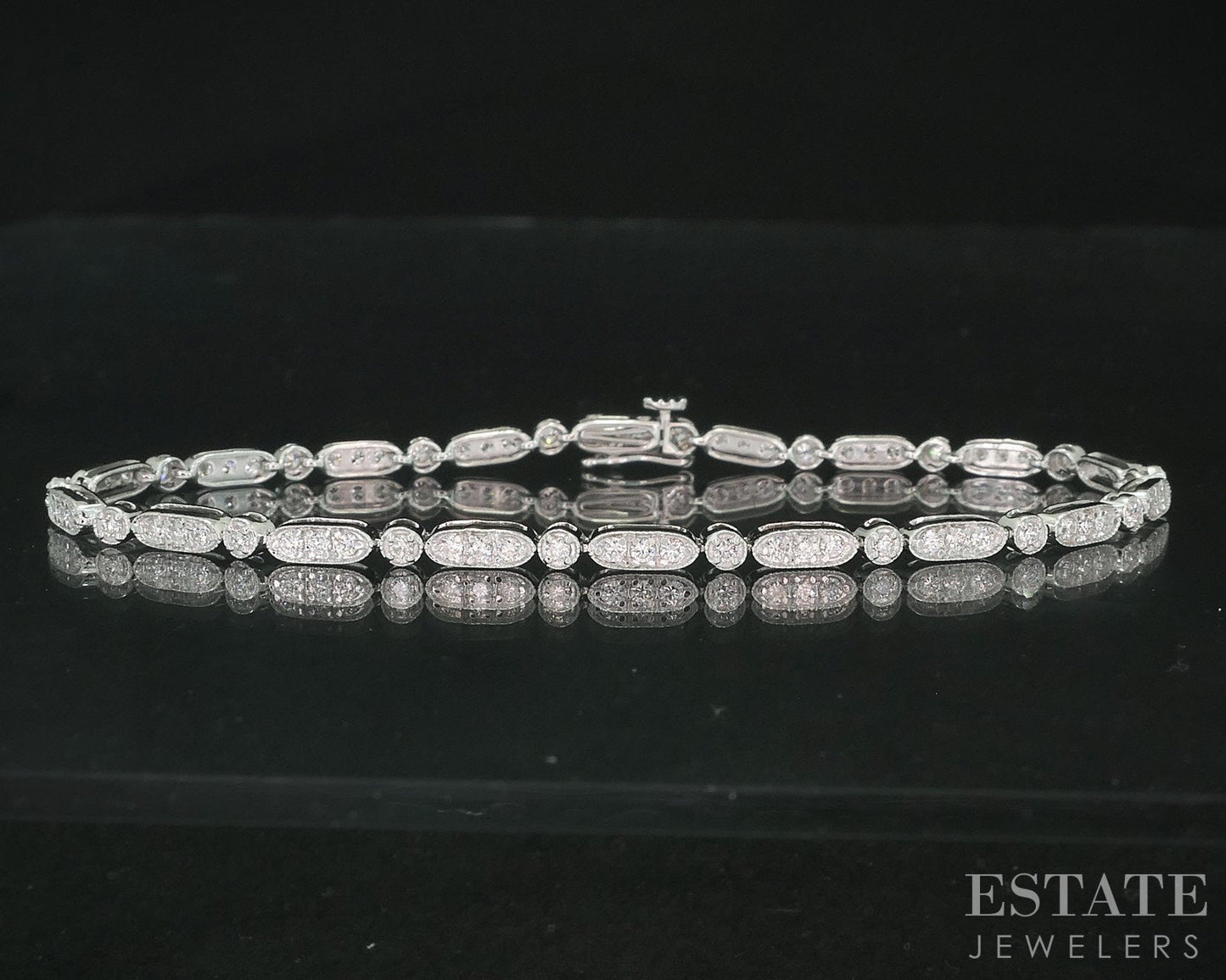 14k White Gold Lab Created 1.05ctw Diamond Ladies Tennis Bracelet 5.4g i18898
