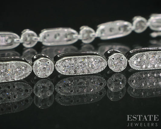 14k White Gold Lab Created 1.05ctw Diamond Ladies Tennis Bracelet 5.4g i18898