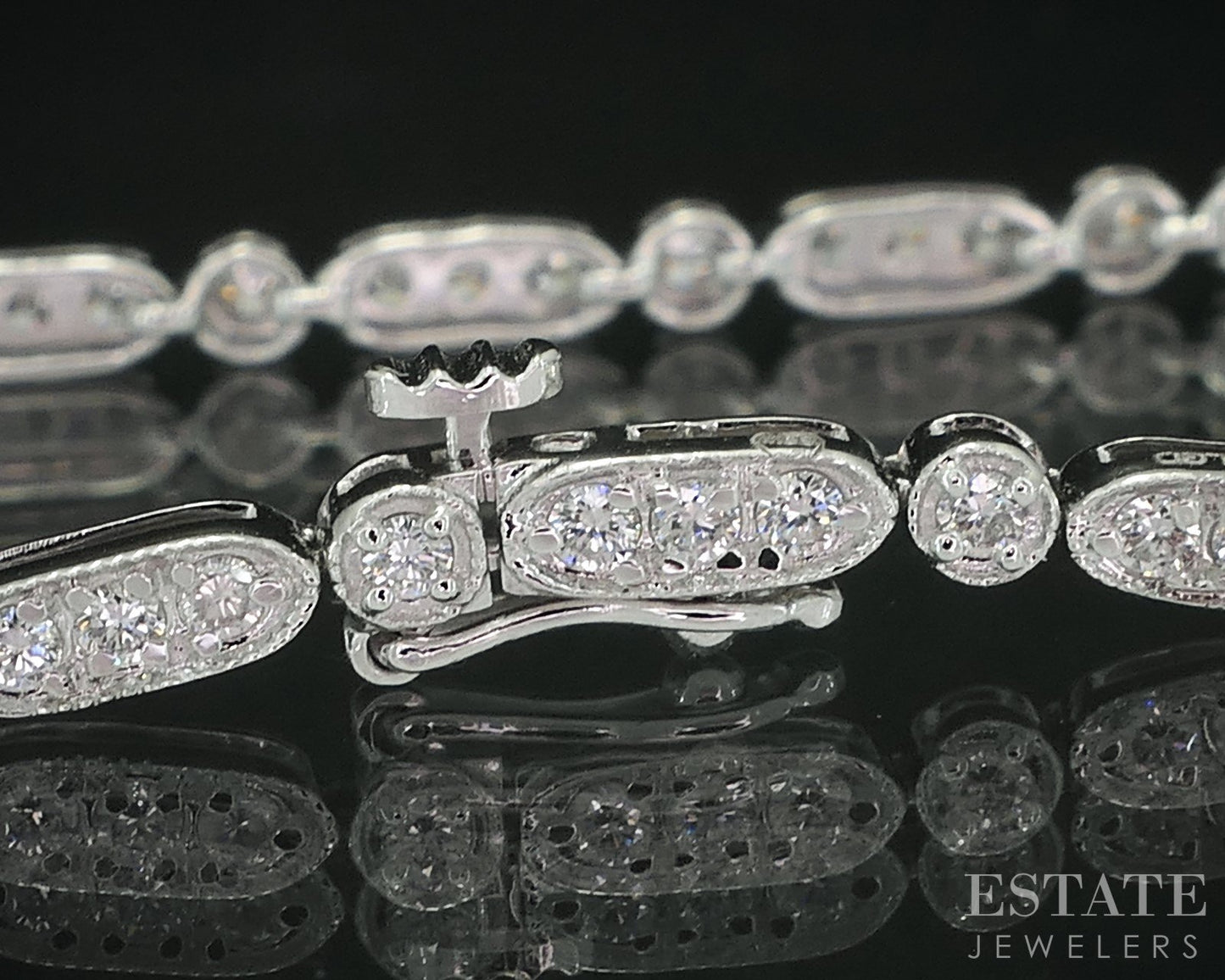 14k White Gold Lab Created 1.05ctw Diamond Ladies Tennis Bracelet 5.4g i18898